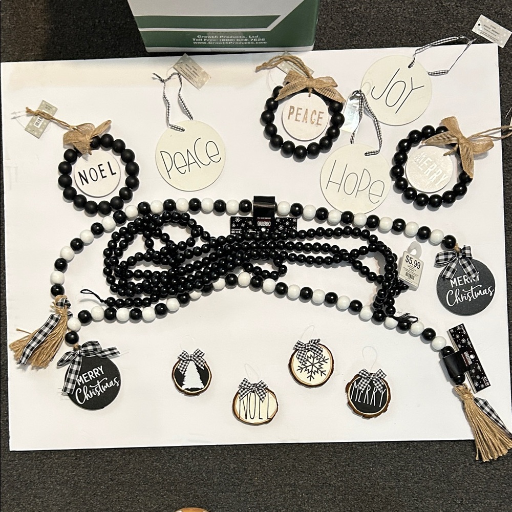 Black Beaded Christmas Decor Set